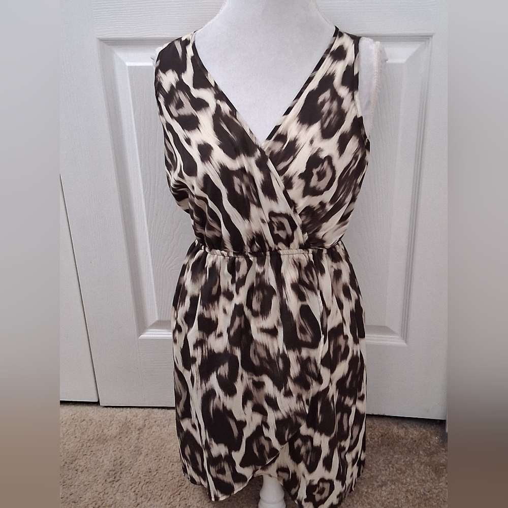 NWT Soprano Faux Wrap Animal Print Mini Dress Size S